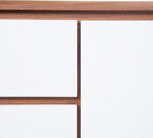 Príborník doska MDF biela orech drevo 81 x 115 x 40 cm Moderné Veľa úložného priestoru Tri zásuvky obývačka