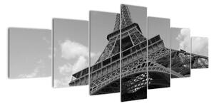 Čiernobiely obraz Eiffelovej veže (Obraz 210x100cm)
