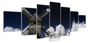 Veterný mlyn v zimnej krajine - obraz (Obraz 210x100cm)