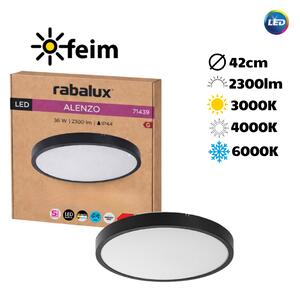 RABALUX 71439 Alenzo stropné svietidlo D420mm LED 36W/2300lm 3000+4000+6000K IP44 čierna, DIP switch