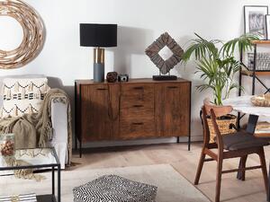 Príborník čierny, tmavé drevo, doska MDF, oceľ s práškovým nástrekom, 78 x 123 x 39 cm. Klasické, priestranné zásuvky, obývačka