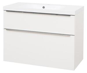 Mereo Mailo, kúpeľňová skrinka s keramickým umývadlom 101 cm, biela, dub, antracit Mailo, kúpeľňová skrinka s keramickým umývadlom 101 cm, antracit V…