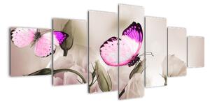 Motýľ na kvetine - obraz (Obraz 210x100cm)
