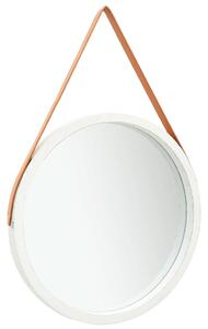 Nástenné zrkadlo s popruhom biele 60 cm