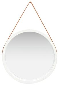 Nástenné zrkadlo s popruhom biele 60 cm