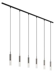 Moderný koľajnicový systém čierny so 6 závesnými svietidlami Gunmetal 1-fázový - Slimline Loyce