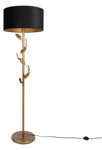 Stojacia lampa zlatá s čiernym tienidlom a zlatým interiérom 50cm - Linden