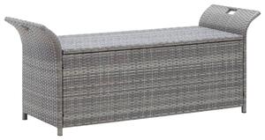 Úložná lavica s podložkou, sivá 138 cm, polyratan