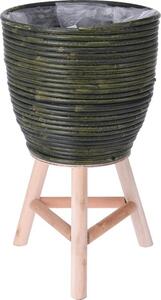 PROGARDEN Kvetináč ratanový na drevenej nohe 24,5 x 41 cm zelená KO-437300760