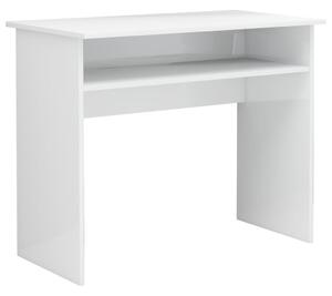Písací stôl, lesklý biely 90x50x74 cm, drevotrieska