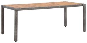 Záhradný stôl, sivý 190x90x75 cm, polyratan a akáciový masív