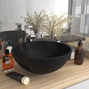 Luxusné umývadlo, okrúhle, matné čierne 32,5x14 cm, keramika