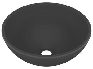 Luxusné umývadlo, okrúhle, matné čierne 32,5x14 cm, keramika