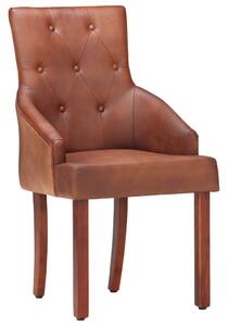 Jedálenské stoličky 6 ks hnedé pravá kozia koža