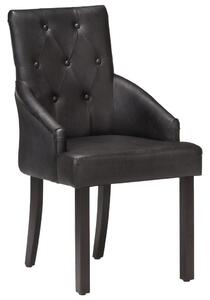 Jedálenské stoličky 2 ks čierne pravá kozia koža