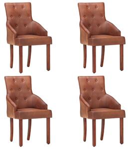 Jedálenské stoličky 4 ks hnedé pravá kozia koža