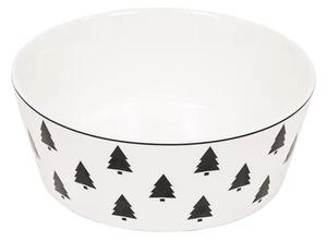 Krémová porcelánová slátová miska so stromčekmi X-Mas Tree - Ø 17,5*6,5 cm - Housevitamin