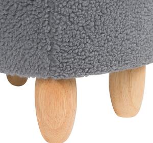 Zvieracie stolička sivá polyesterová bavlna gumové drevo 45 x 65 x 30 cm moderný praktický úložný priestor z alpaky detský nábytok detská izba