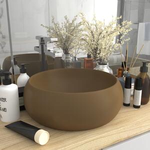 Luxusné umývadlo, okrúhle, matné krémové 40x15 cm, keramika