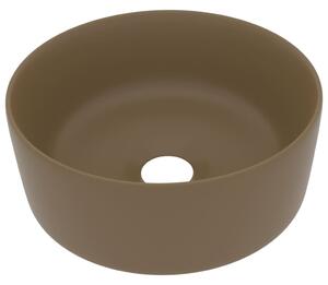 Luxusné umývadlo, okrúhle, matné krémové 40x15 cm, keramika