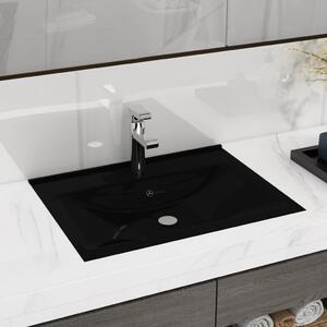 Luxusné umývadlo, otvor na batériu, matné čierne 60x46 cm