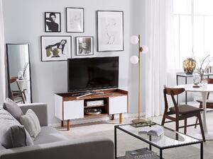 Televízny nábytok TV nízka doska vo farbe tmavého dreva / biela MDF doska škandinávska