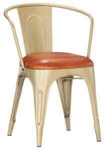 Jedálenské stoličky 2 ks hnedé pravá koža
