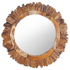 Nástenné zrkadlo 60 cm okrúhle teakové drevo