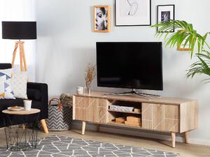 Televízny stolík svetlé drevo pre TV do 70 ʺúložné priestory, dve police, retro štýl