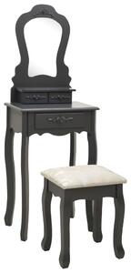 Toaletný stolík so stoličkou, sivý 50x59x136 cm, paulovnia
