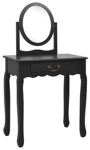 Toaletný stolík so stoličkou čierny 65x36x128 cm drevo paulovnie MDF