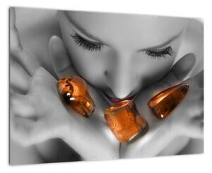 Obraz - oranžové kamene v dlani (Obraz 60x40cm)