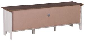 TV stolík krémové tmavé drevo 160 cm 2 skrinky 1 polica 1 zásuvka priestor pre káble moderné