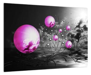 Abstraktný obraz - fialové gule (Obraz 60x40cm)