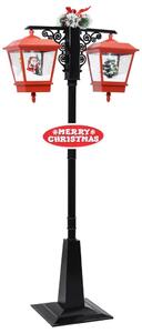 Vianočná pouličná lampa so Santom čierno-červená 81x40x188 cm PVC