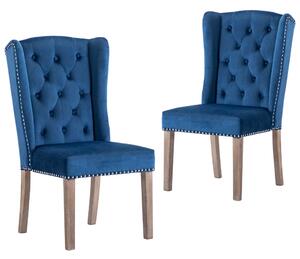 Jedálenské stoličky 2 ks modré zamatové