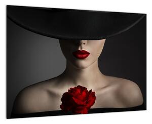 Moderný obraz - žena s ruží (Obraz 60x40cm)