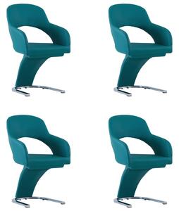 Jedálenské stoličky 4 ks, modré, umelá koža