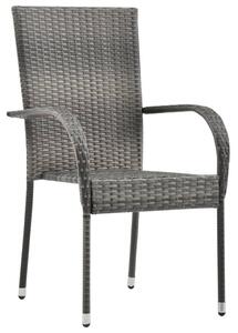 Stohovateľné vonkajšie stoličky 4 ks sivé polyratanové