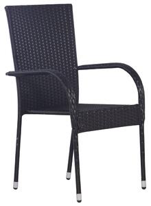 Stohovateľné vonkajšie stoličky 6 ks polyratan čierne
