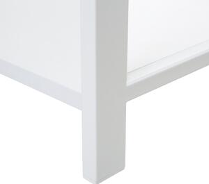Knižnicový regál biely so svetlým drevom 165 x 35 cm 5-policový regál moderný minimalistický