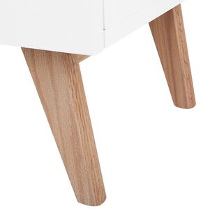 Príborník biela MDF doska dubové drevo 70 x 160 x 42 cm Retro minimalistický S nohami z bukového dreva Veľa úložného priestoru Elegantné obývacia izba