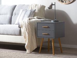 Nočný stolík sivý svetlé drevo 61 x 40 cm 2 zásuvky škandinávsky dizajn