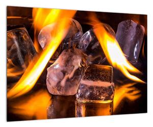 Obraz ľadových kociek v ohni (Obraz 60x40cm)