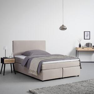 Boxspringová posteľ s toperom, 140x200 Cm, Béžová