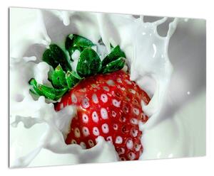 Obraz jahody v jogurte (Obraz 60x40cm)