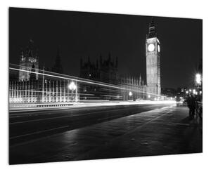 Čiernobiely obraz Londýna - Big ben (Obraz 60x40cm)