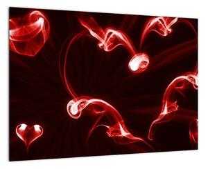 Abstraktný obraz - červené srdce (Obraz 60x40cm)