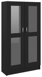 Vitrína, čierna 82,5x30,5x150 cm, drevotrieska