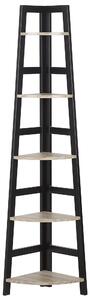 Rohová rebríková polica čierna s efektom svetlého dreva 163 x 44 cm 5 policová knižnica